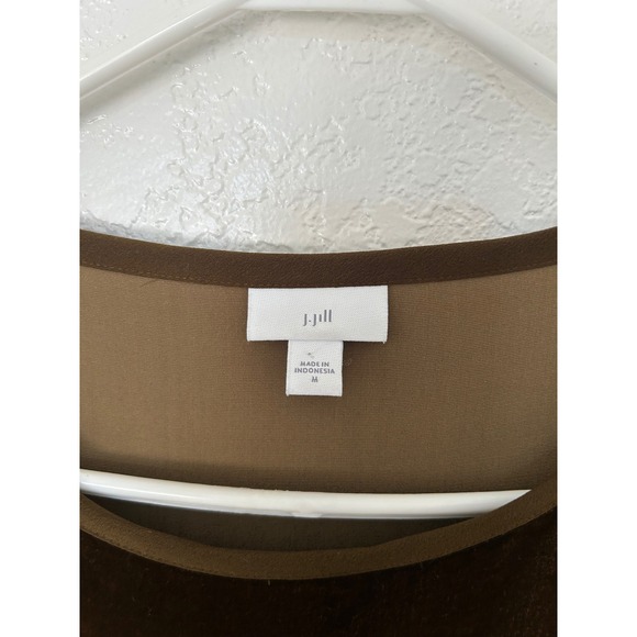 J.Jill Brown Silk Rayon Velvet Tunic Top 3/4 Sleeve Size Medium Fairy Grudge - Picture 2 of 9